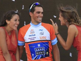 Alberto Contador (Saxo Bank) was all smiles after his stage win