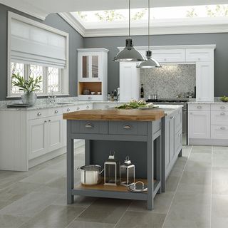 Two tone kitchen cabinet ideas with grey and white kitchen