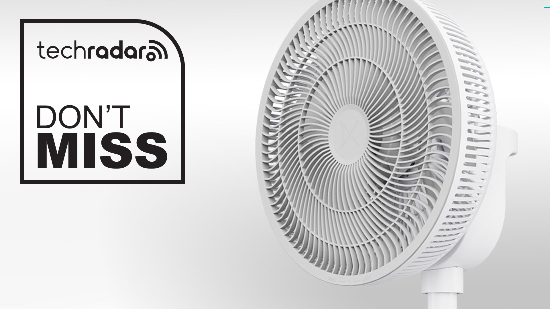 Duux Whisper 2 fan with Don't Miss graphic