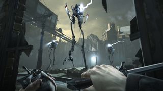 Facing down a mechanical enemy in Dishonored