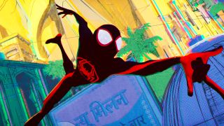 Miles Morales traveling through multiverse in Spider-Man: Across the Spider-Verse