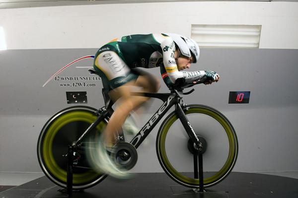 Canada's David Veilleux rolls along in his time trial position.