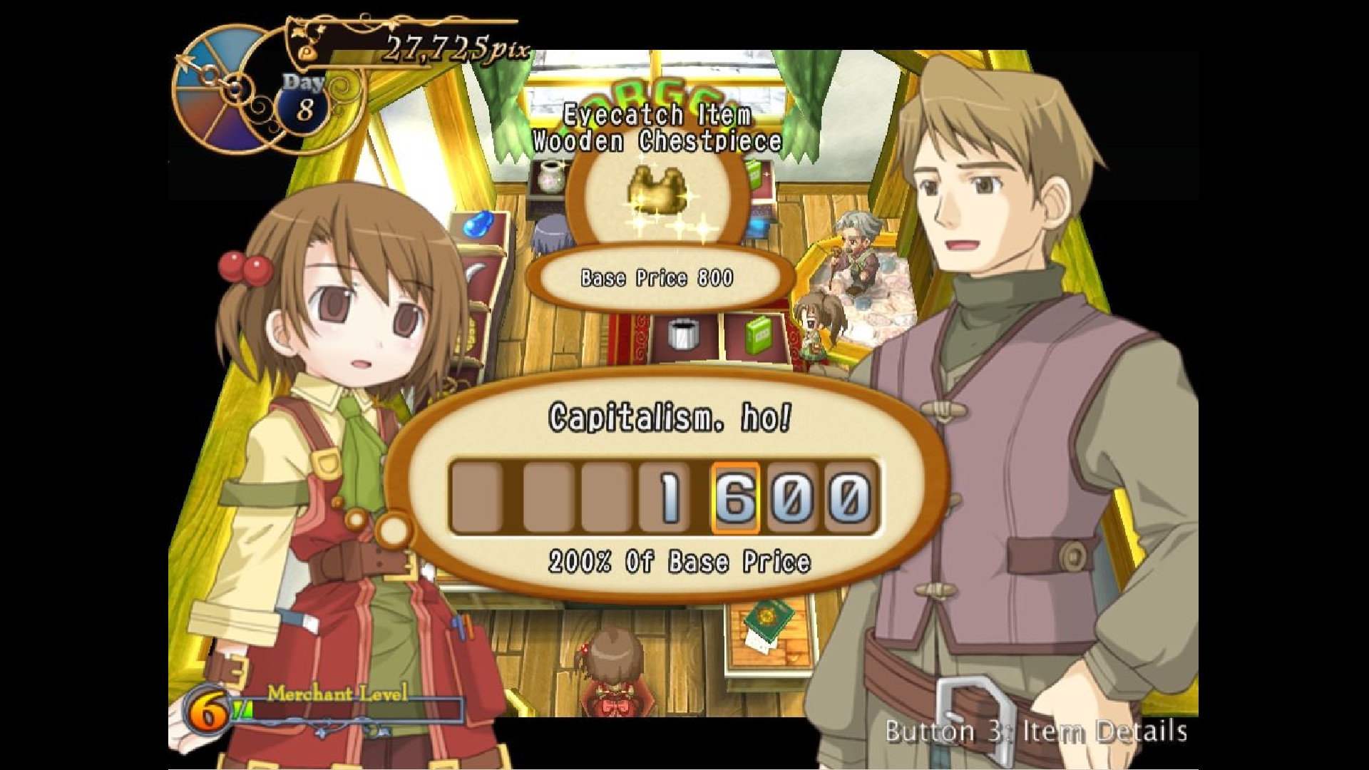 Setting a price in Recettear while saying &#039;Captalism, ho!&#039;