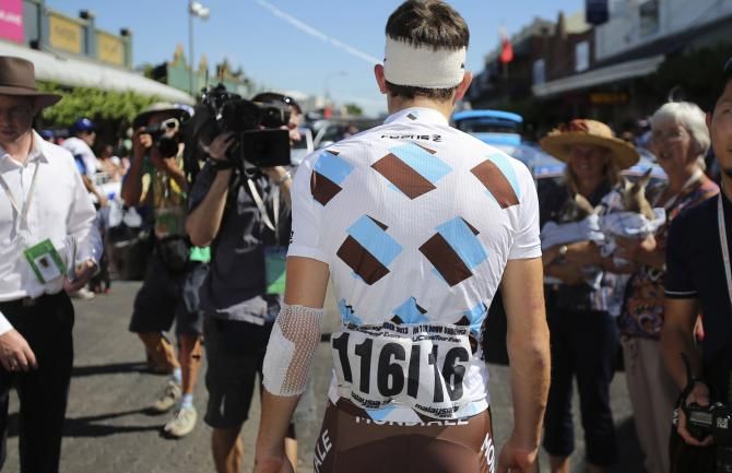 Julian Kern looks like an extra from a mummy movie after a crash