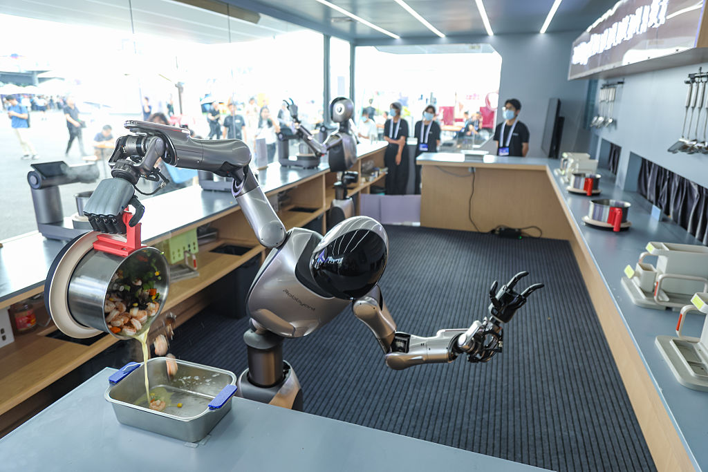 Robbyant, an embodied intelligence company under Ant Group, showcases its R1 robot