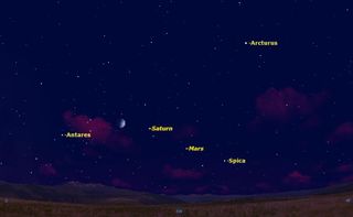 On August 4, the moon lies between Saturn and Antares.