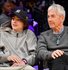 Timothee and Marc Chalamet at Lakers game