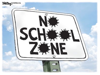 Editorial Cartoon U.S. no school zone coronavirus