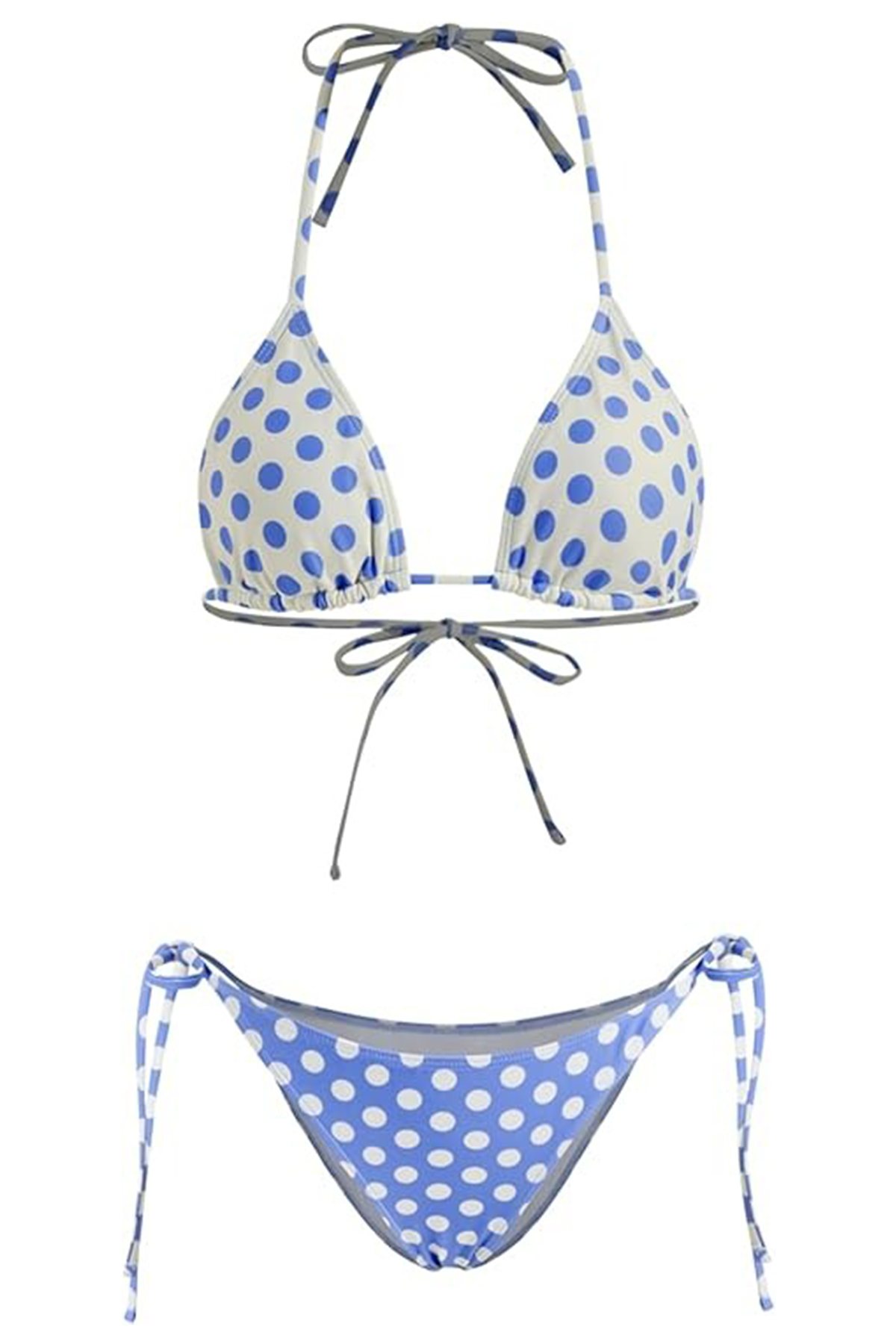 Cider Swimsuit Bikinis for Women Halter Polka Dot Bikini Set Tie Side V Neck Low Waist Swimwear Bathing Suits