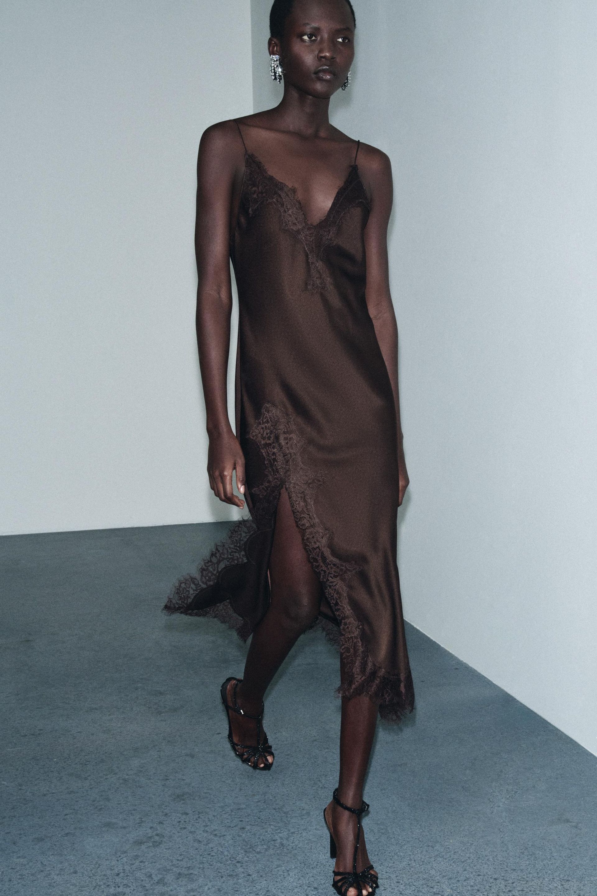 Zw Collection Satin Lace Dress