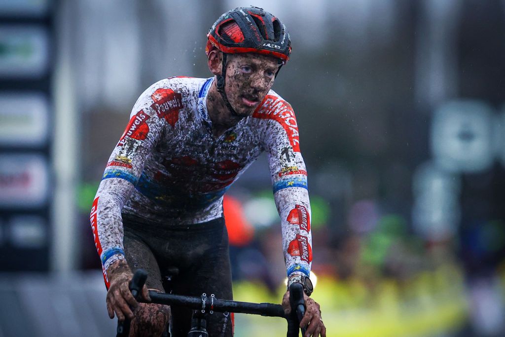 Belgian Michael Vanthourenhout pictured in action during the men elite race of the Superprestige Gullegem 7th stage out of 8 in the Superprestige cyclocross cycling competition in Gullegem Saturday 07 January 2023 BELGA PHOTO DAVID PINTENS Photo by DAVID PINTENS BELGA MAG Belga via AFP Photo by DAVID PINTENSBELGA MAGAFP via Getty Images