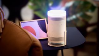 Friends come together to watch the Samsung Freestyle projector