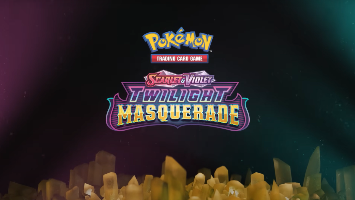 Pokemon TCG Scarlet &amp; Violet Twilight Masquerade logo with crystals below it