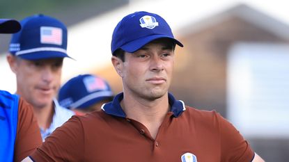 Viktor Hovland looks on during the 2025 Ryder Cup