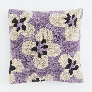 Tufted floral design scatter pillow in Lilac