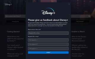 Disney Plus New Show request page