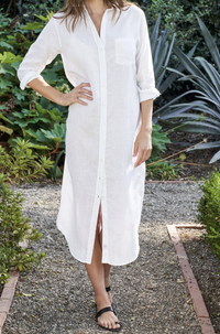 RORY Maxi Shirtdress in White Lived-In Linen, $308 (£236) | Frank &amp; Eileen