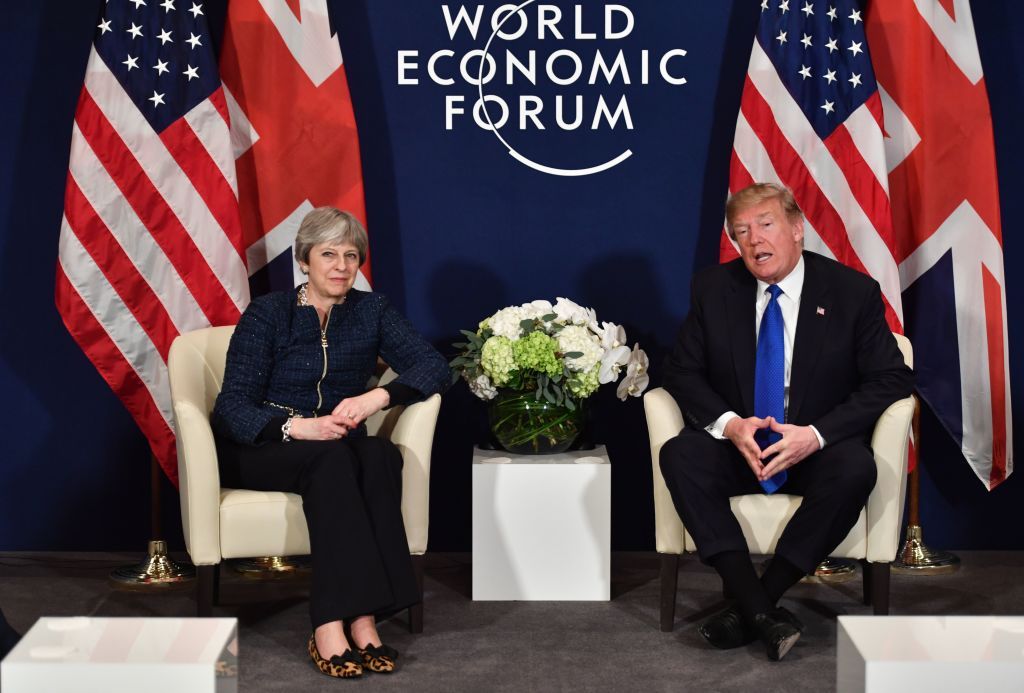 President Trump and Prime Minister Theresa May at Davos