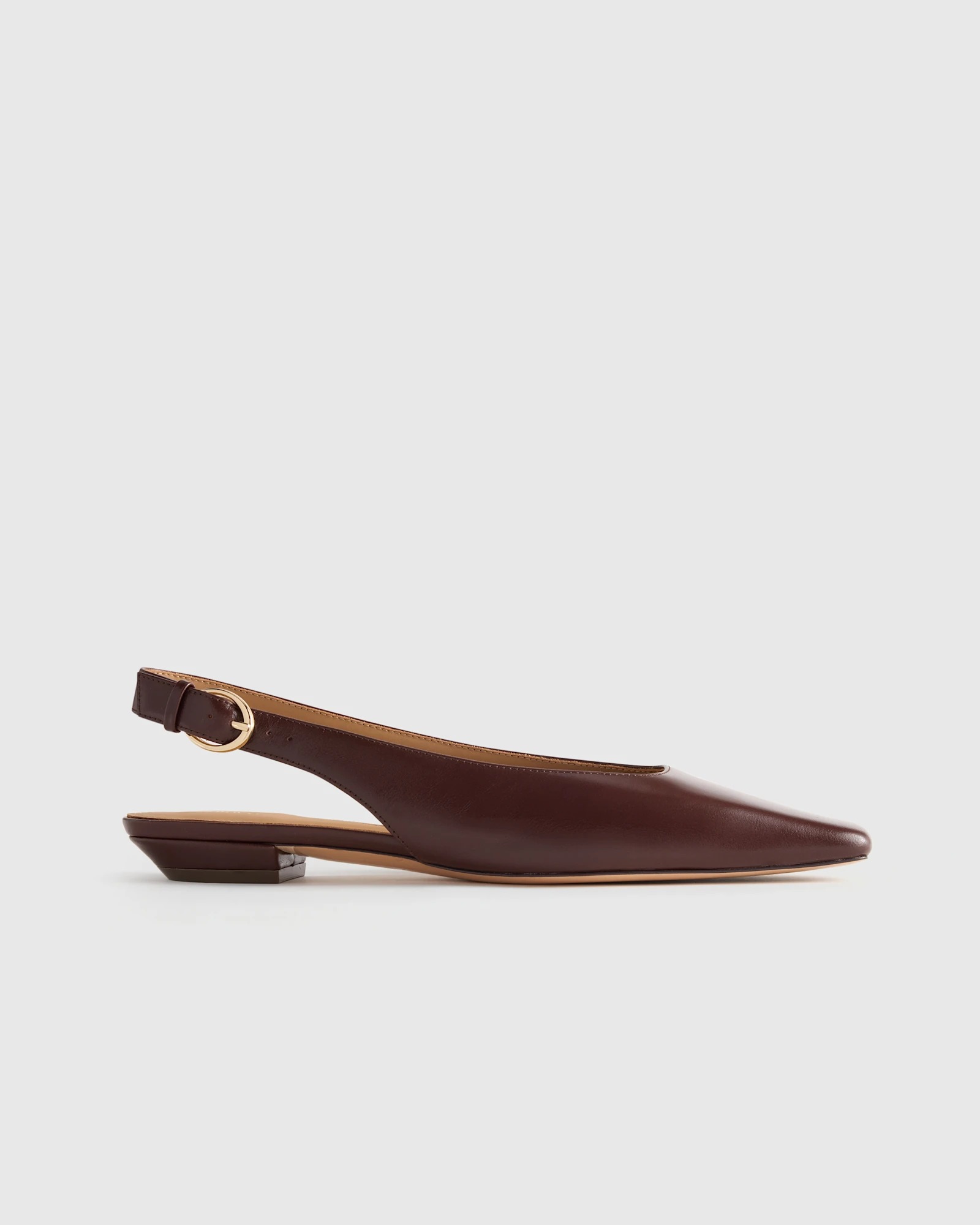 Italian Leather Slingback Flat in Espresso Brown
