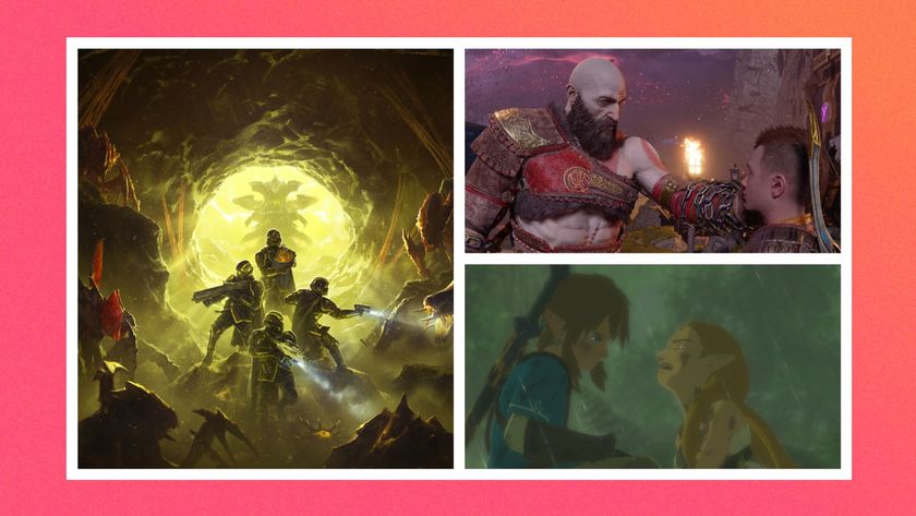 Three images sliced together from left to right: Helldivers 2, God of War and The Legend of Zelda: Breath of the Wild 