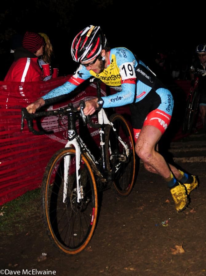 Travis Livermon (Team Smart Stop/ Mountain Khakis) at the top of the stairs