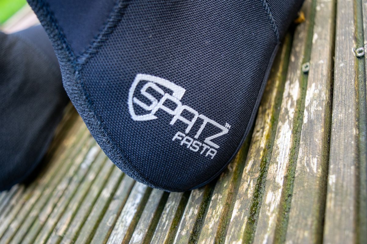 A rider wearing the Spatz Fasta overshoes