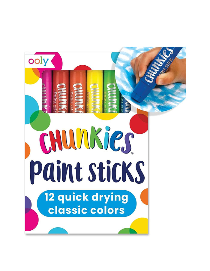 Ooly Chunkies 12 Mess Free Paint Sticks for Kids, Tempera Paint Sticks Kid Safe Colors, No Mess Quick Drying Art Supplies for Toddlers and Kids