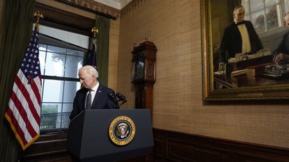 Joe Biden departs after announcing the withdrawal of troops
