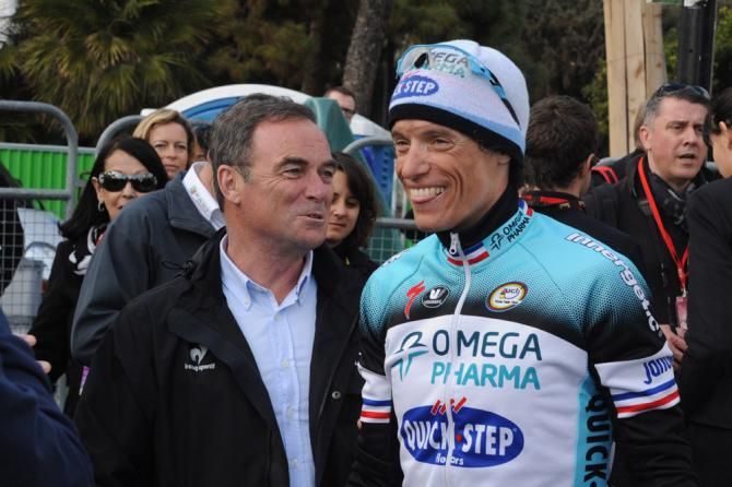 Bernard Hinault and a happy Sylvain Chavanel (Omega Pharma-Quick Step)