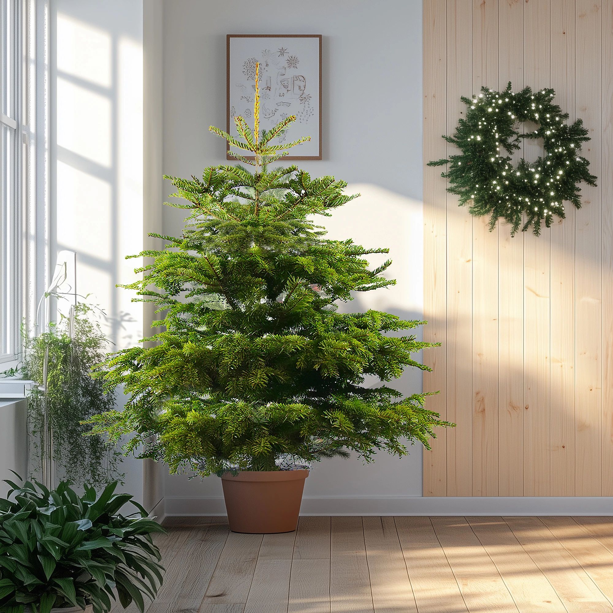 2ft Nordmann Fir Pot Grown Christmas Tree - Real Living Potted Plant
