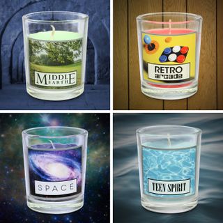 This set of four candles includes the smell of space.