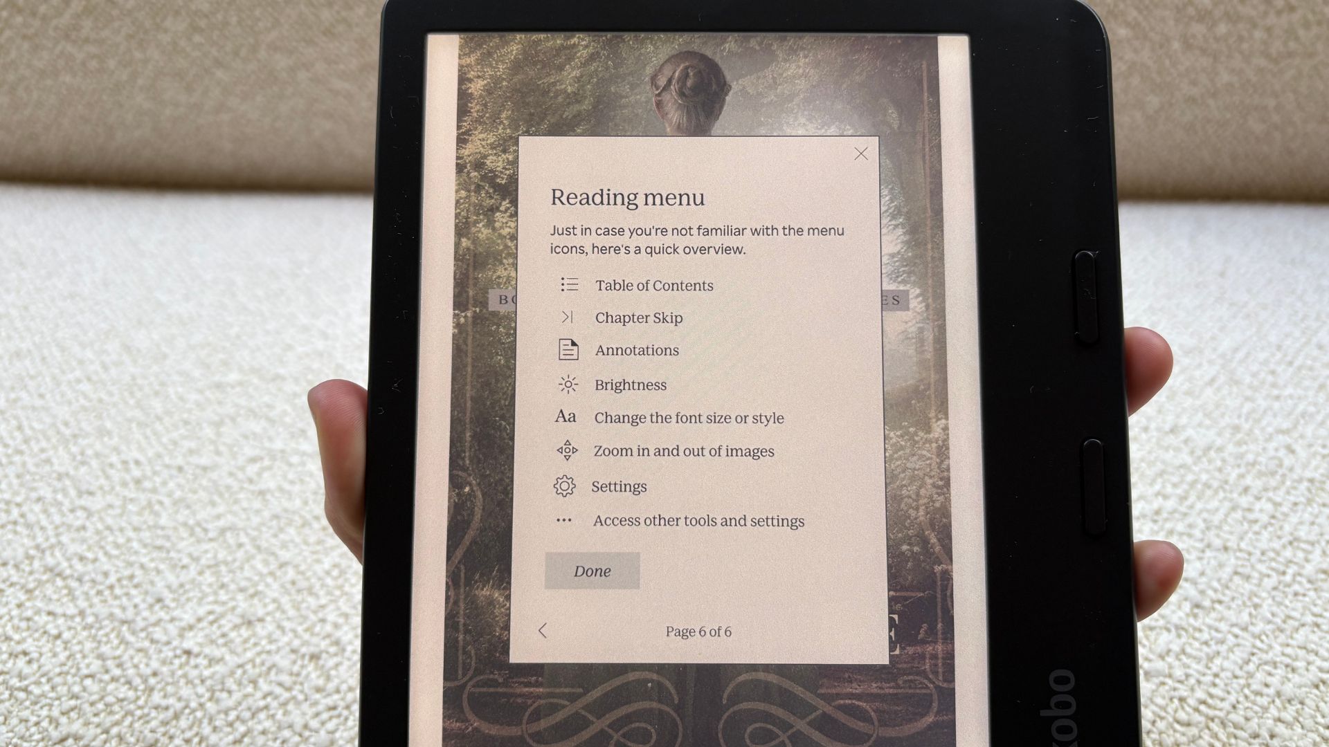 Kobo Libra Colour reading menu