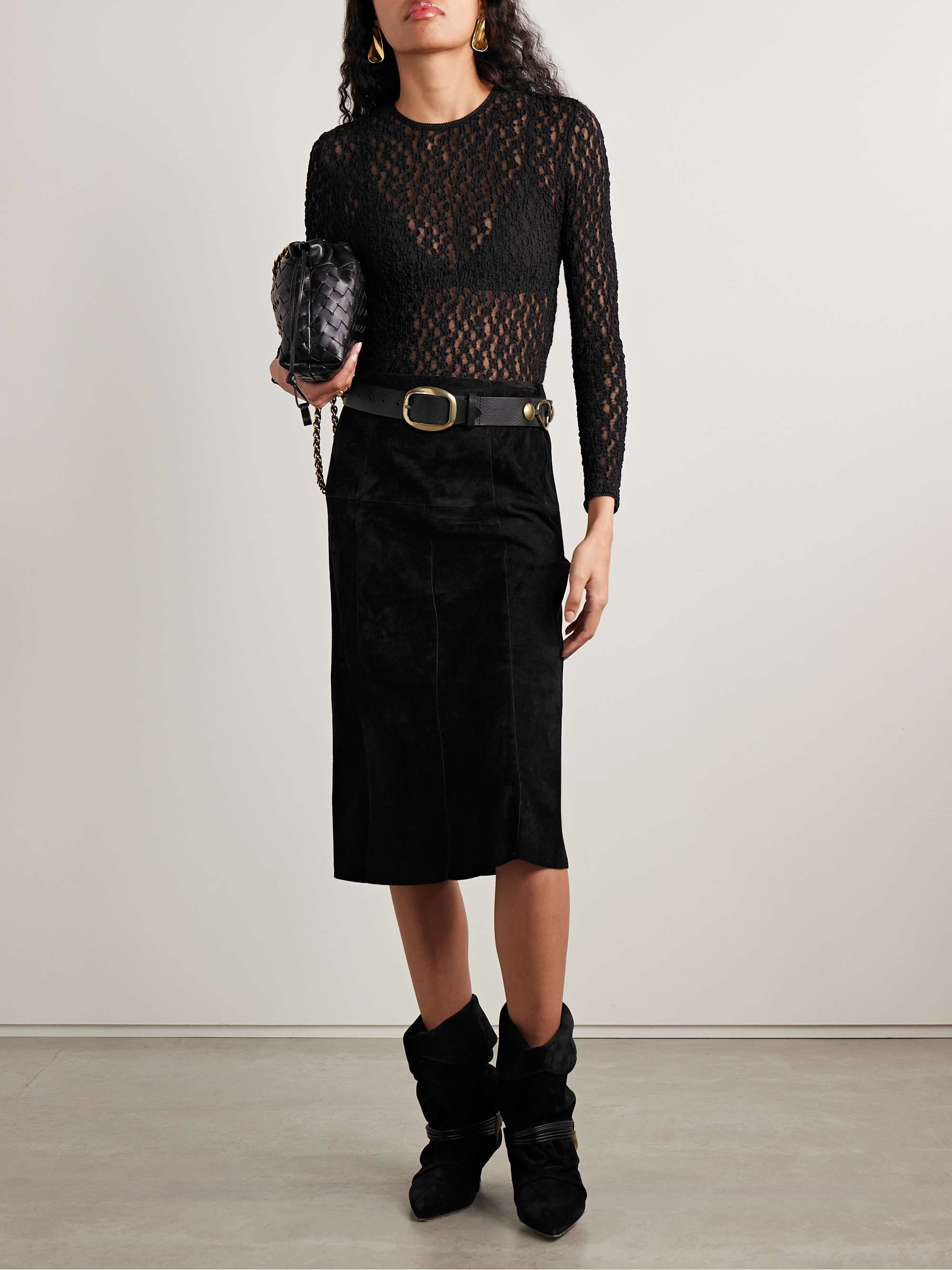 Devy Suede Midi Skirt