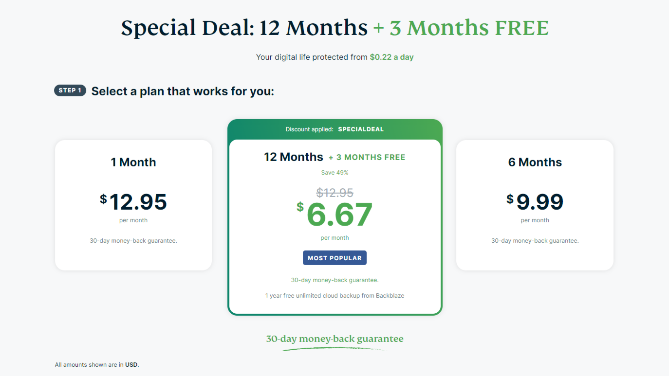 ExpressVPN's 12-month deal showing a price of $6.67 a month