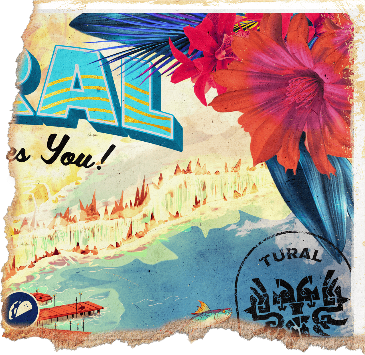 A welcome poster for Tural, which is torn into two pieces and separated into two images, as found on Final Fantasy 14: Dawntrail's welcome to Tural page.