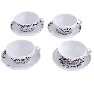 white colour teacups with personalised design
