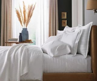 Supima Cotton Wrinkle-Free Sateen Sheet Set on a bed.