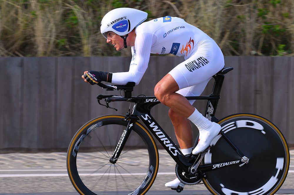 Philippe Gilbert on course during the De Panne time trial