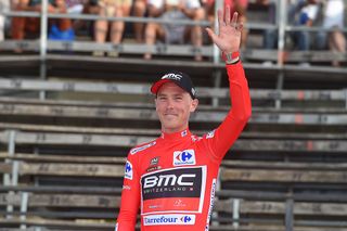 Rohan Dennis in the leader's jersey after stage 1 at the Vuelta a Espana