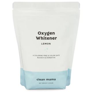 Clean Mama oxygen bleach alternative in white and blue sachet with resealable top