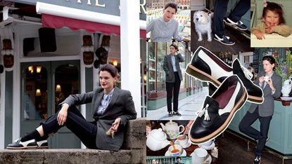 Footwear, Sitting, Street fashion, Collage, 