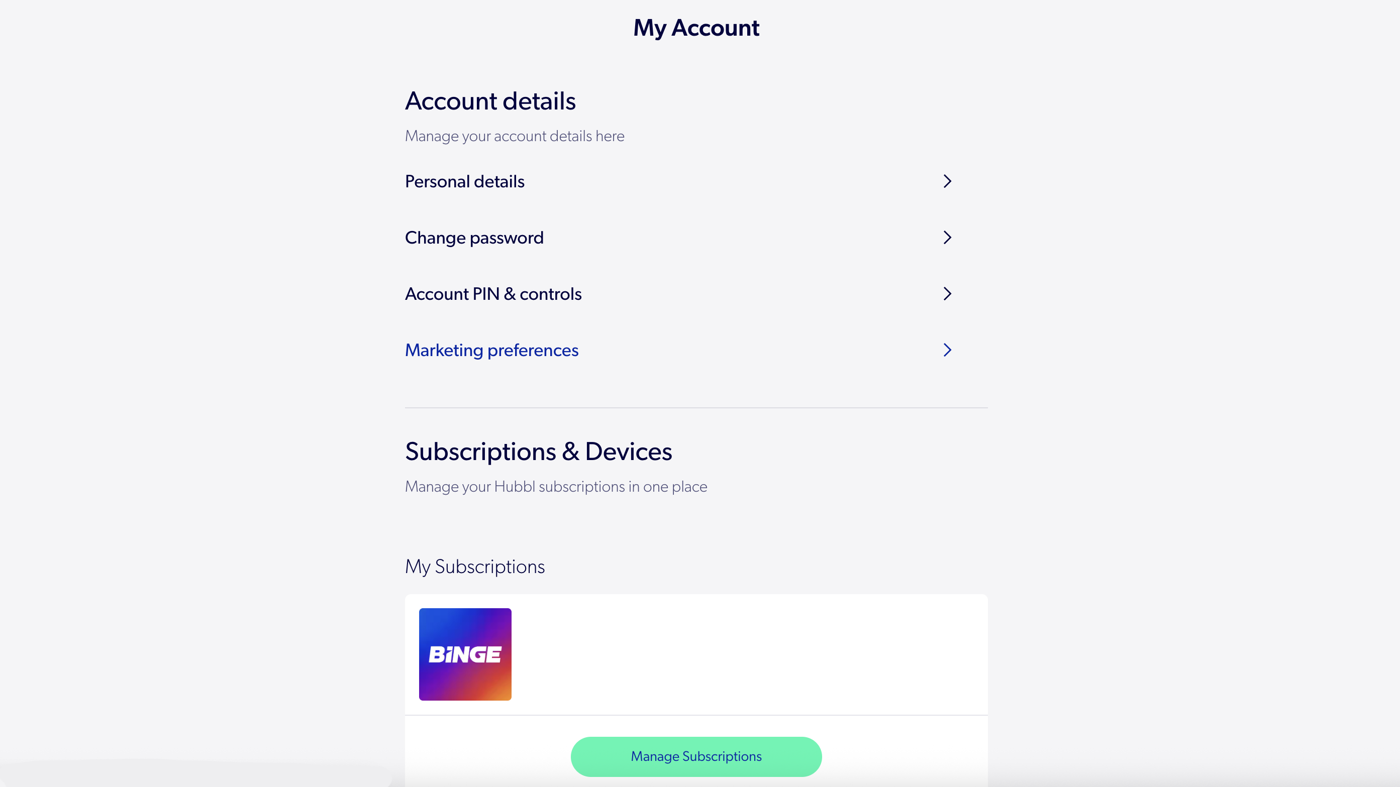 Screenshots of Binge/ Hubbl cancellation process