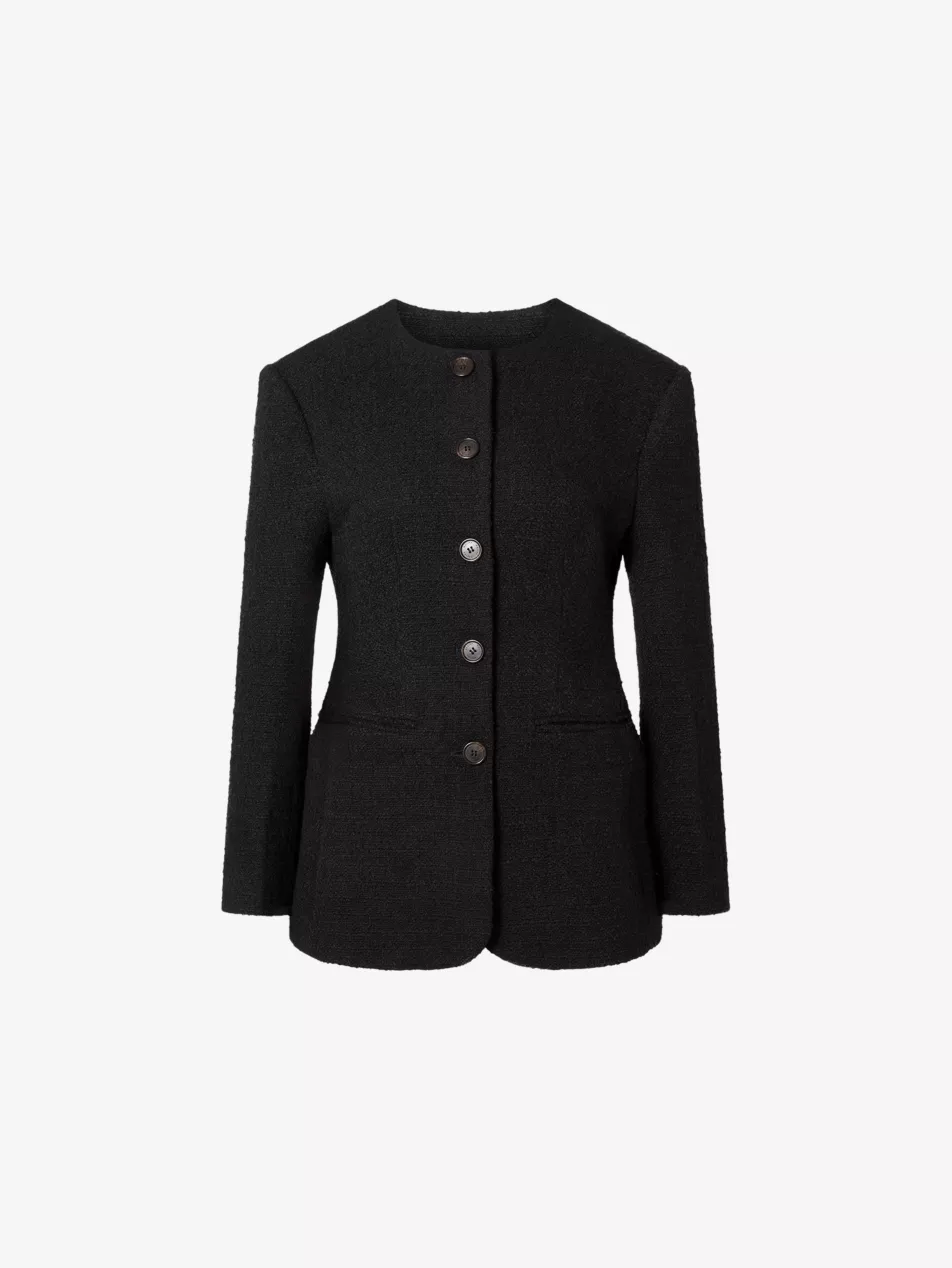 Carol Fitted Round-Neck Wool-Blend Blazer - Xs