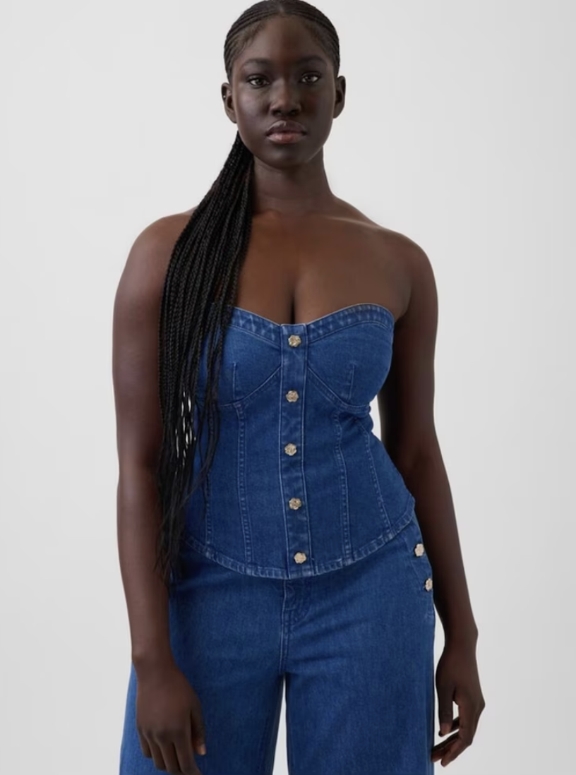 Gap, Harlem's Fashion Row Mid Wash Denim Corset Top