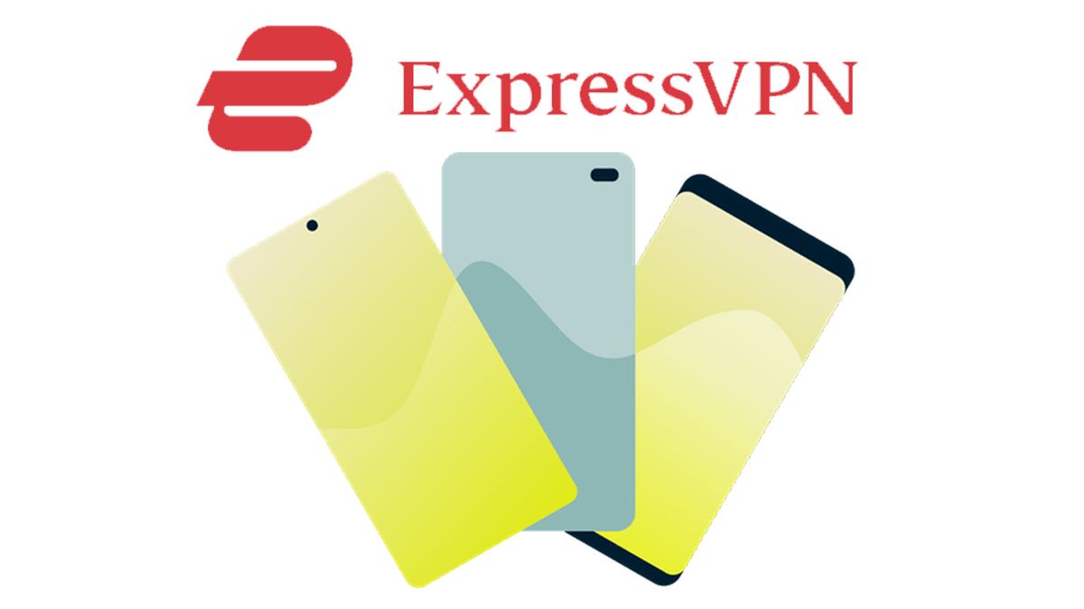 ExpressVPN logo above mobile devices