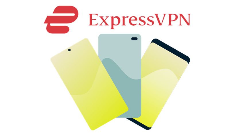 ExpressVPN logo above mobile devices