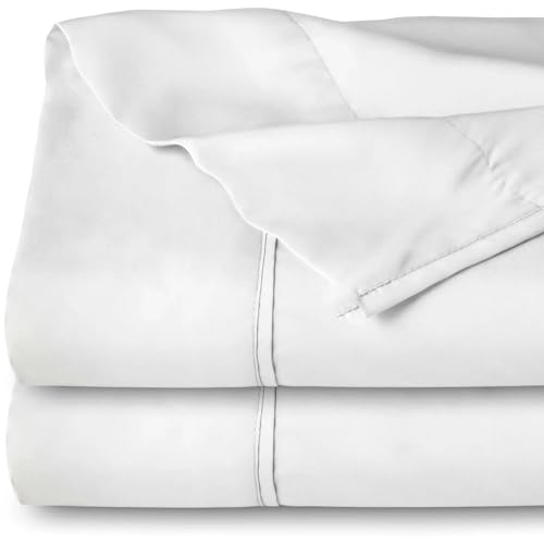 Yorkshire Bedding Single Flat Sheet 100% Egyptian Cotton 200 Thread Count Hotel Quality 2 Pack White Bed Sheets