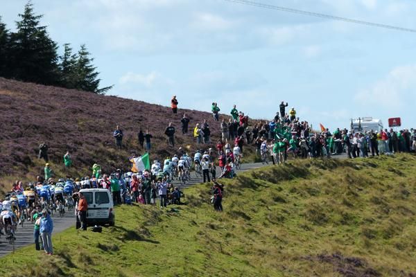 There was no shortage of support for the riders as they battled with the incline and the considerable headwind.