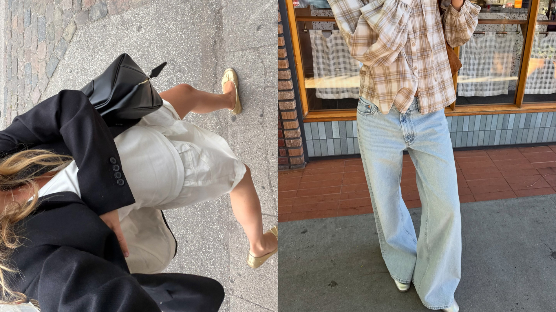 An image of a woman wearing metallic ballet flat trend