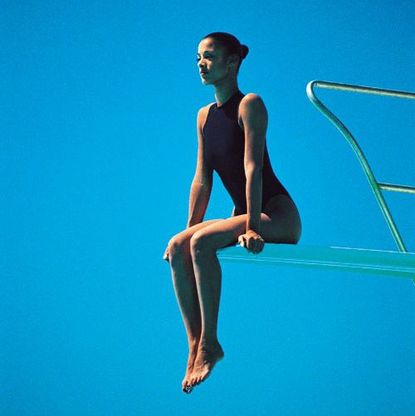 woman on diving board